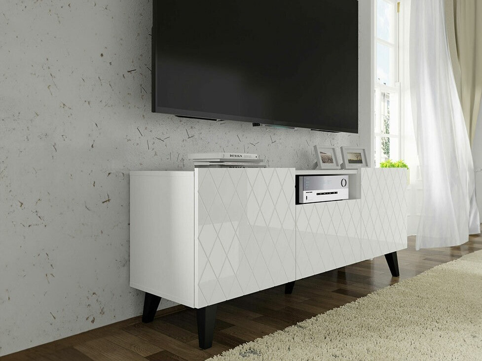 TV sto Melmoro 105 (Sjajno belo + Crno)