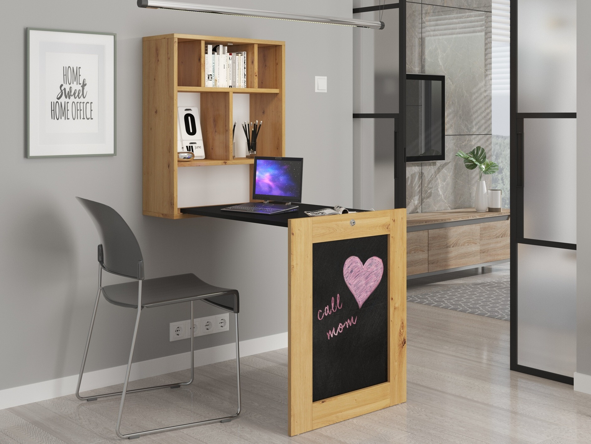 Kancelarijski sto Buffalo 104 (Zanatski hrast + Crno)