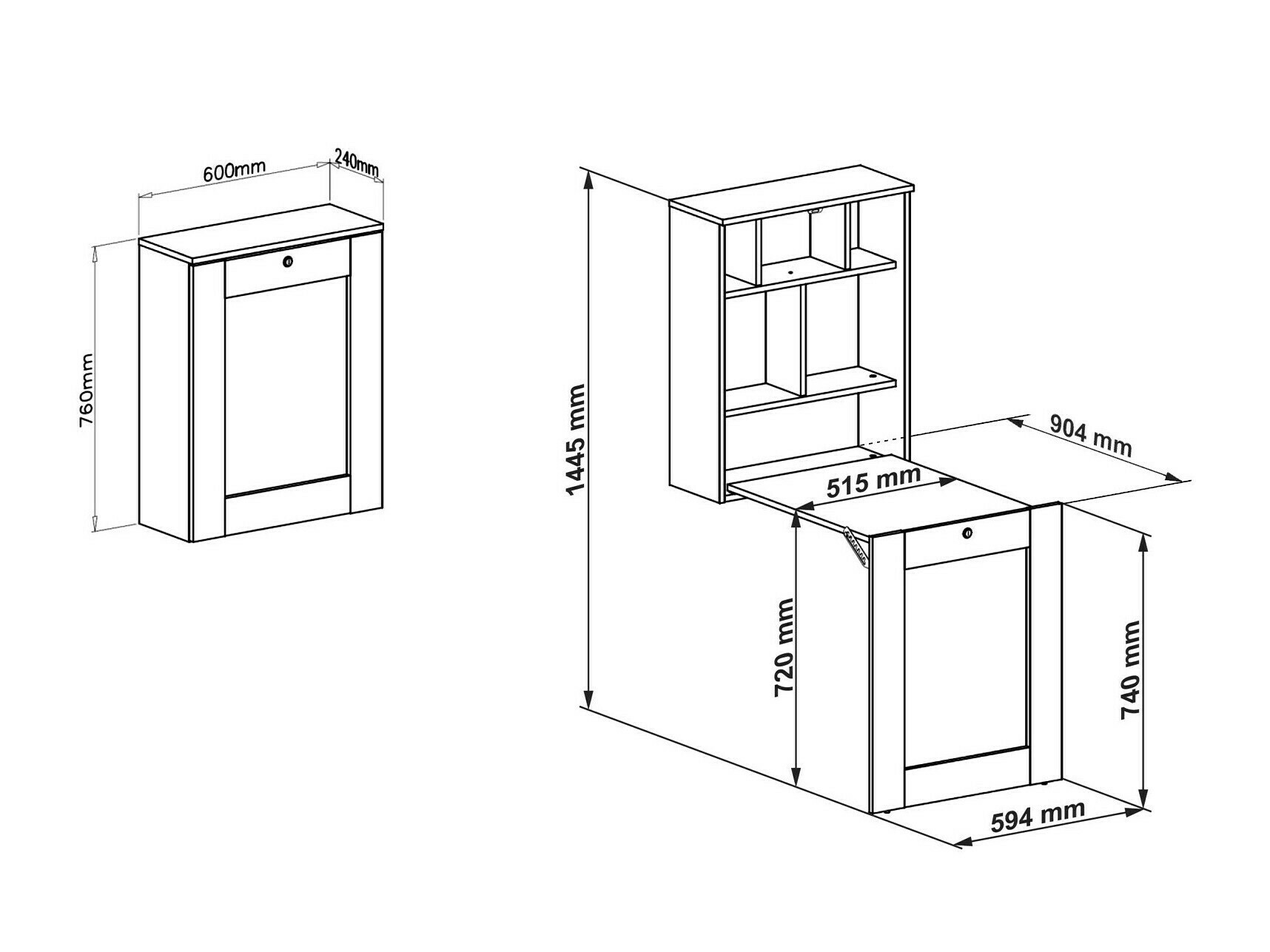 Kancelarijski sto Buffalo 104 (Zanatski hrast + Crno)
