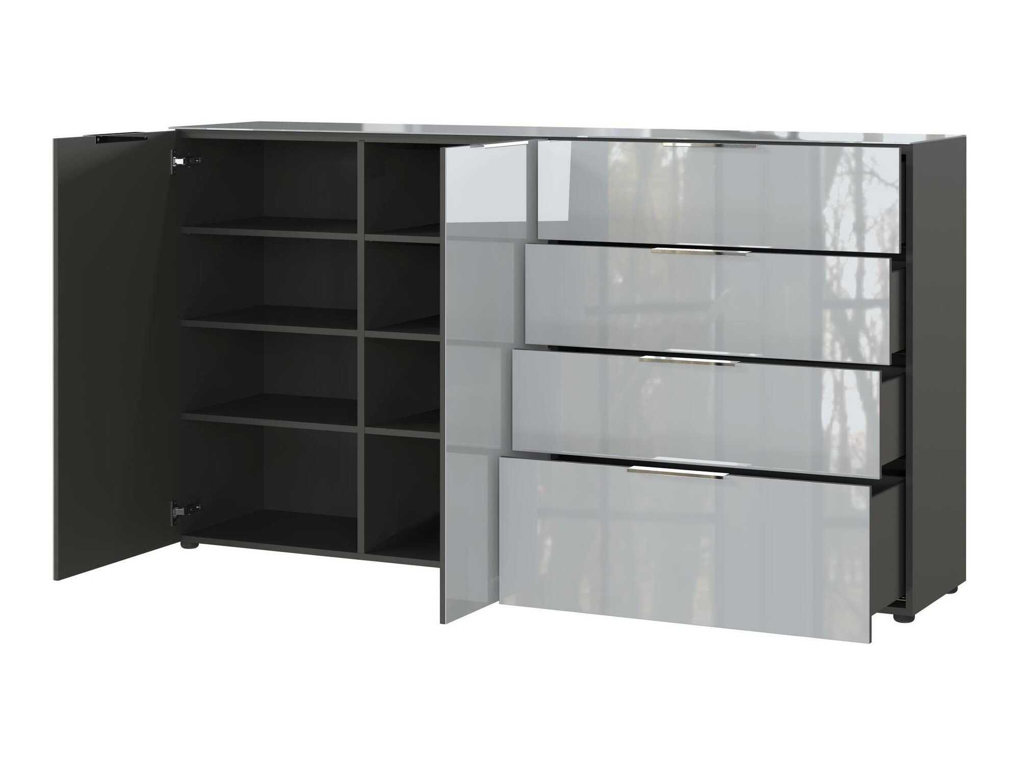 Komoda Sacramento 302 (Grafit + Sjajna siva)