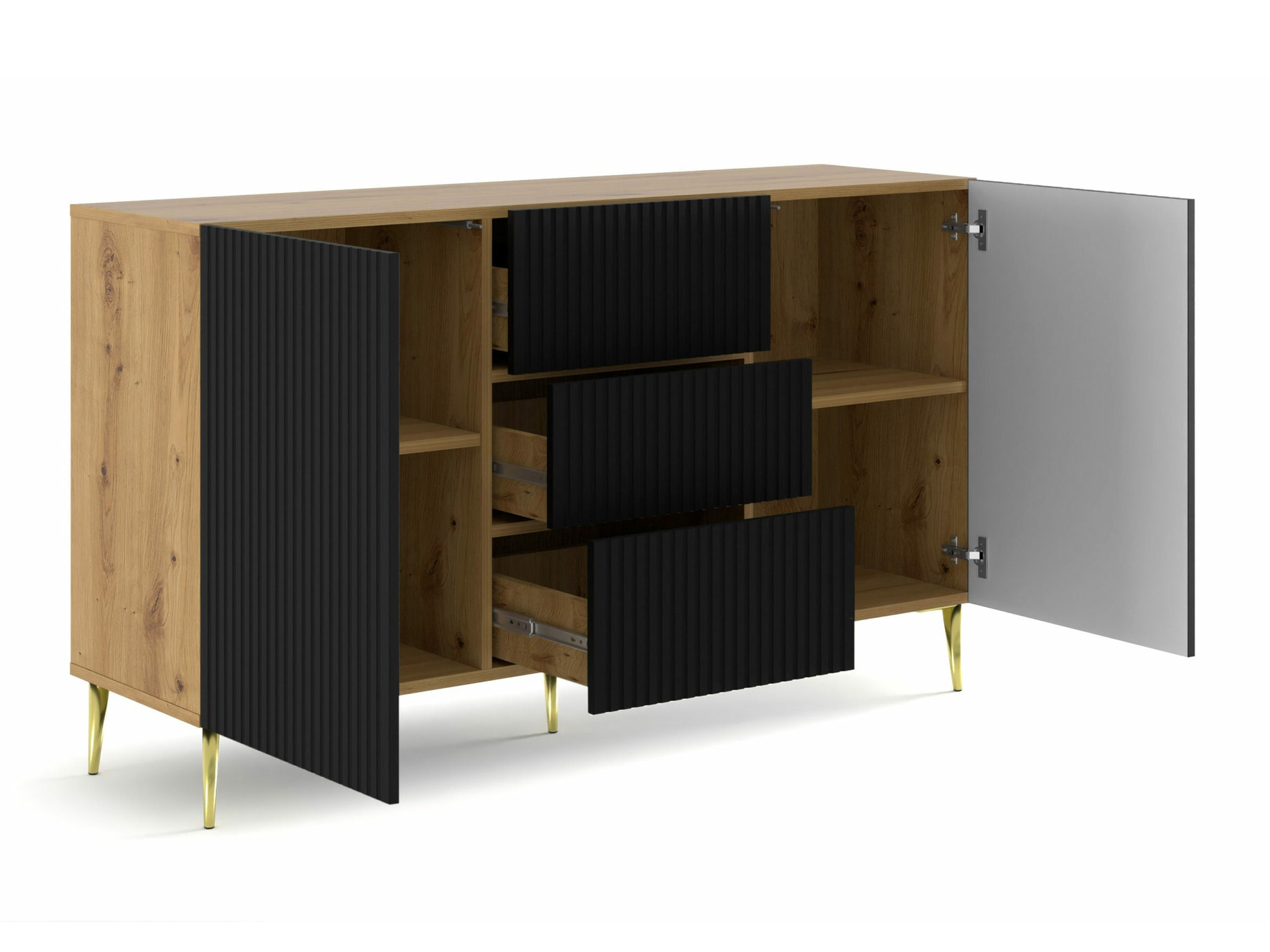 Komoda Mirmaro 100 (Crno + Zanatski hrast)