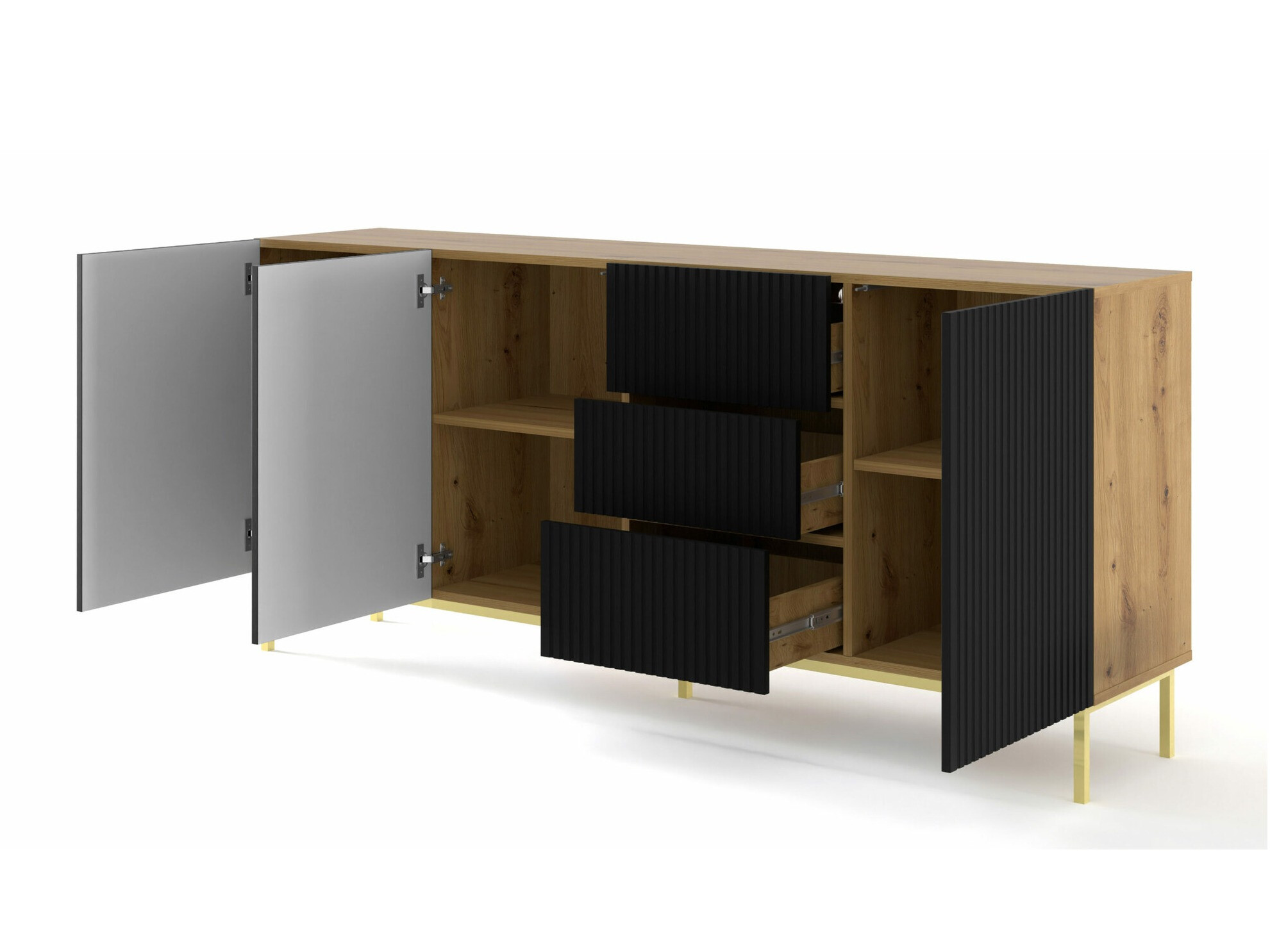 Komoda Mirmaro 101 (Crno + Zanatski hrast)