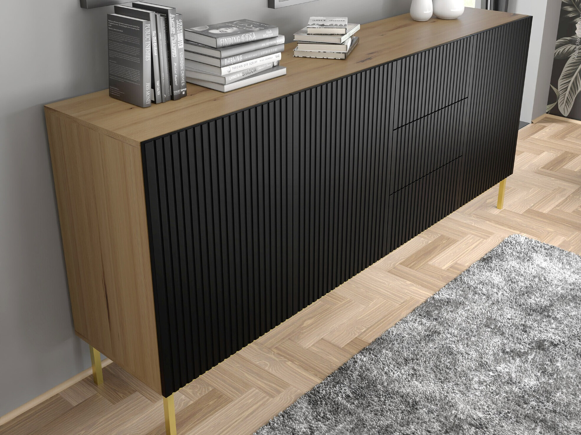 Komoda Mirmaro 101 (Crno + Zanatski hrast)