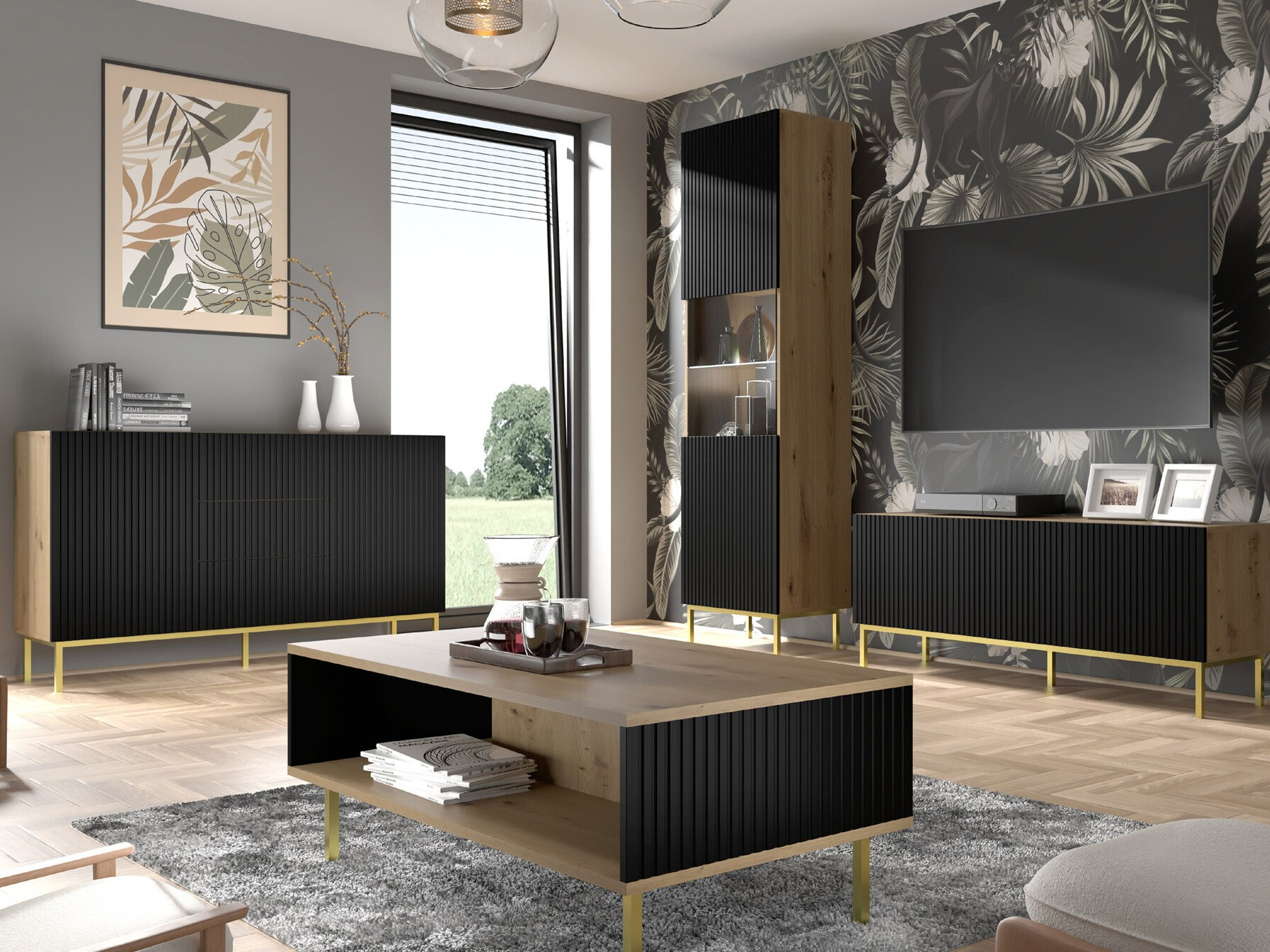 Komoda Mirmaro 101 (Crno + Zanatski hrast)