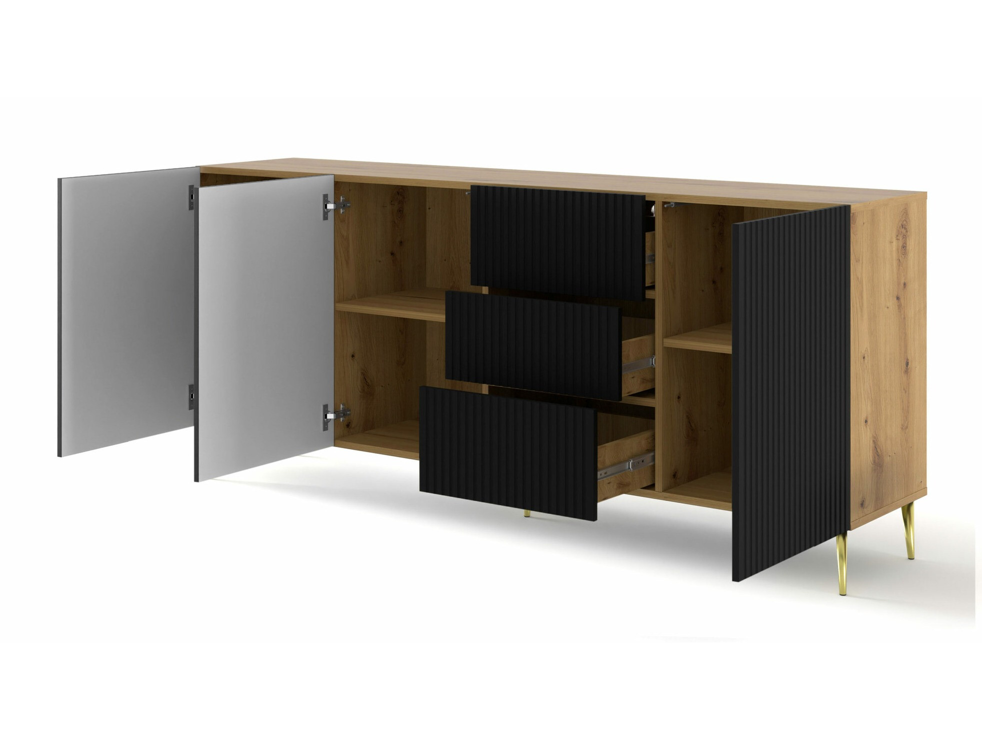 Komoda Mirmaro 101 (Crno + Zanatski hrast)