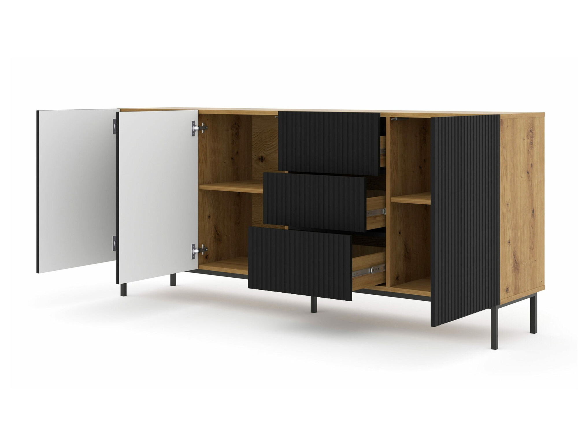 Komoda Mirmaro 101 (Crno + Zanatski hrast)