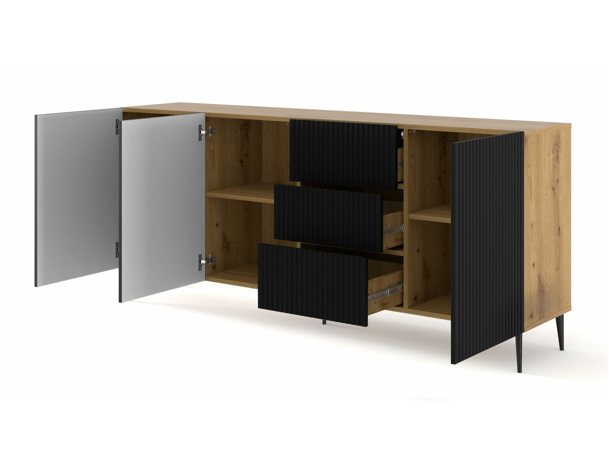 Komoda Mirmaro 101 (Crno + Zanatski hrast)