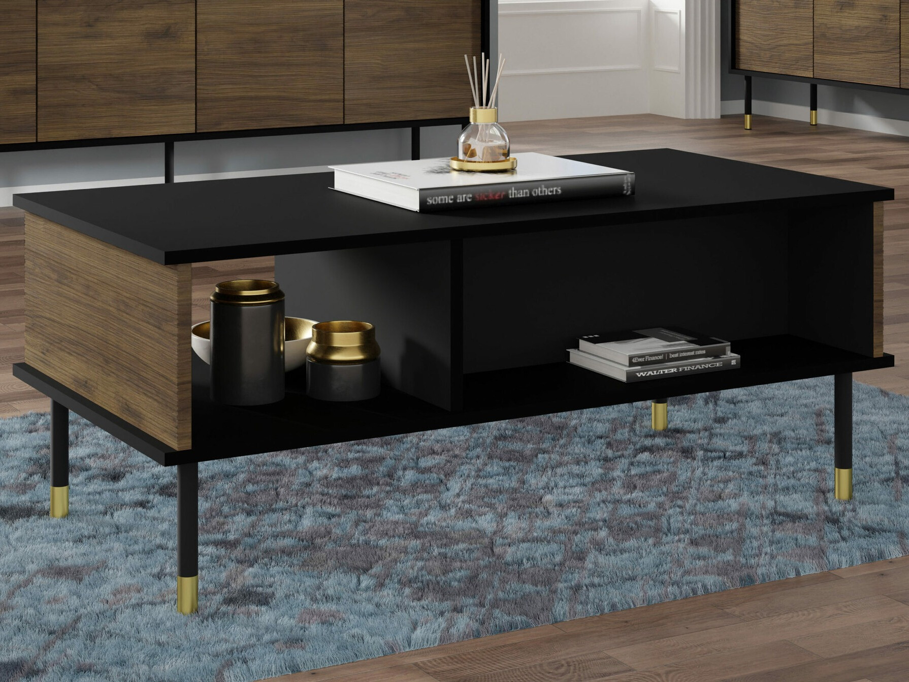 Stočić za kafu Romtole 102 (Crno + Tamni hrast)