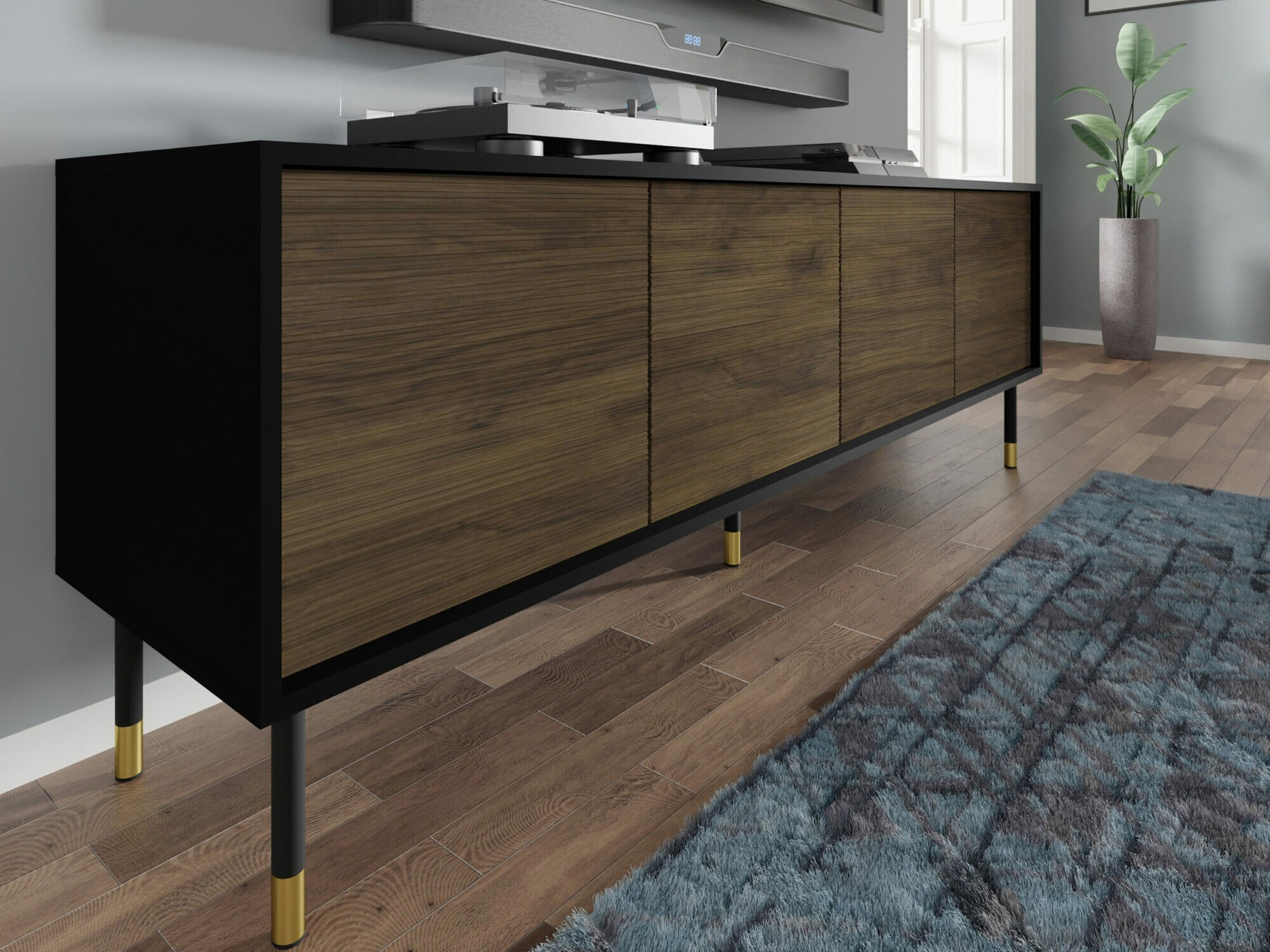 TV sto Romtole 100 (Crno + Tamni hrast)