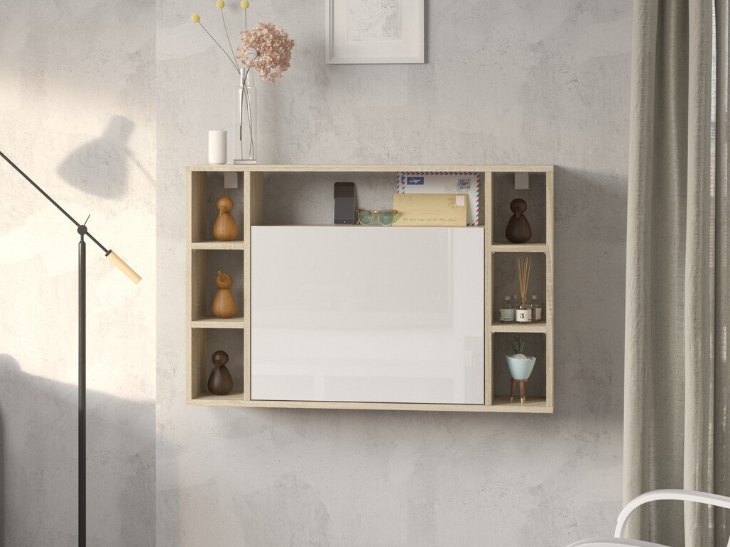 Kancelarijski sto Buffalo 129 (Sonoma hrast + Sjajno belo)