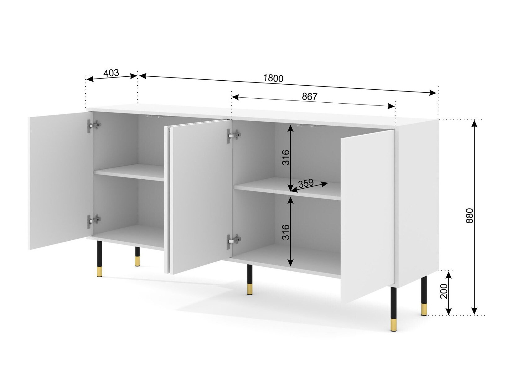 Ormarić Teopha 101 (Crno + Orah)