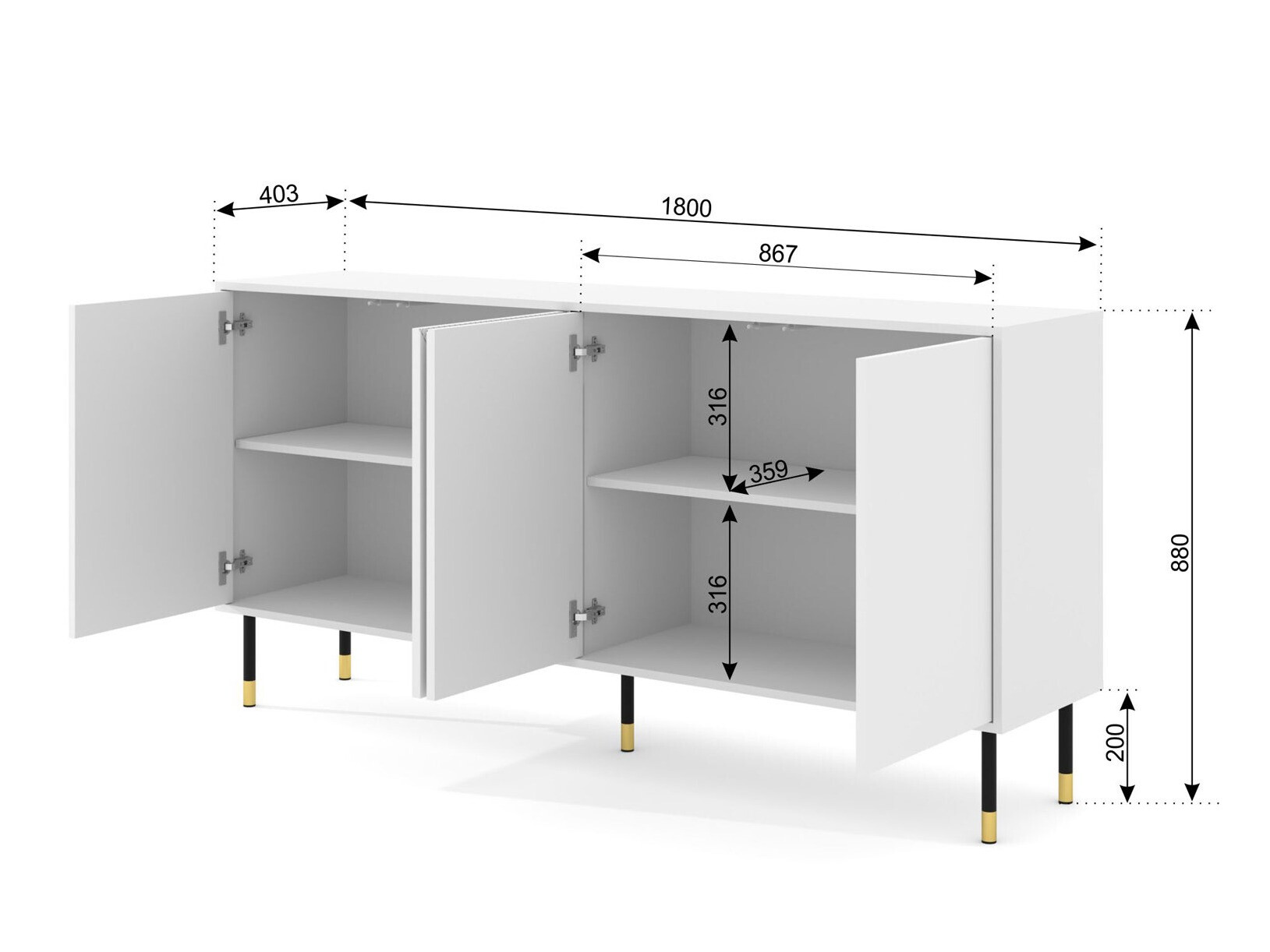 Ormarić Teopha 101 (Crno)