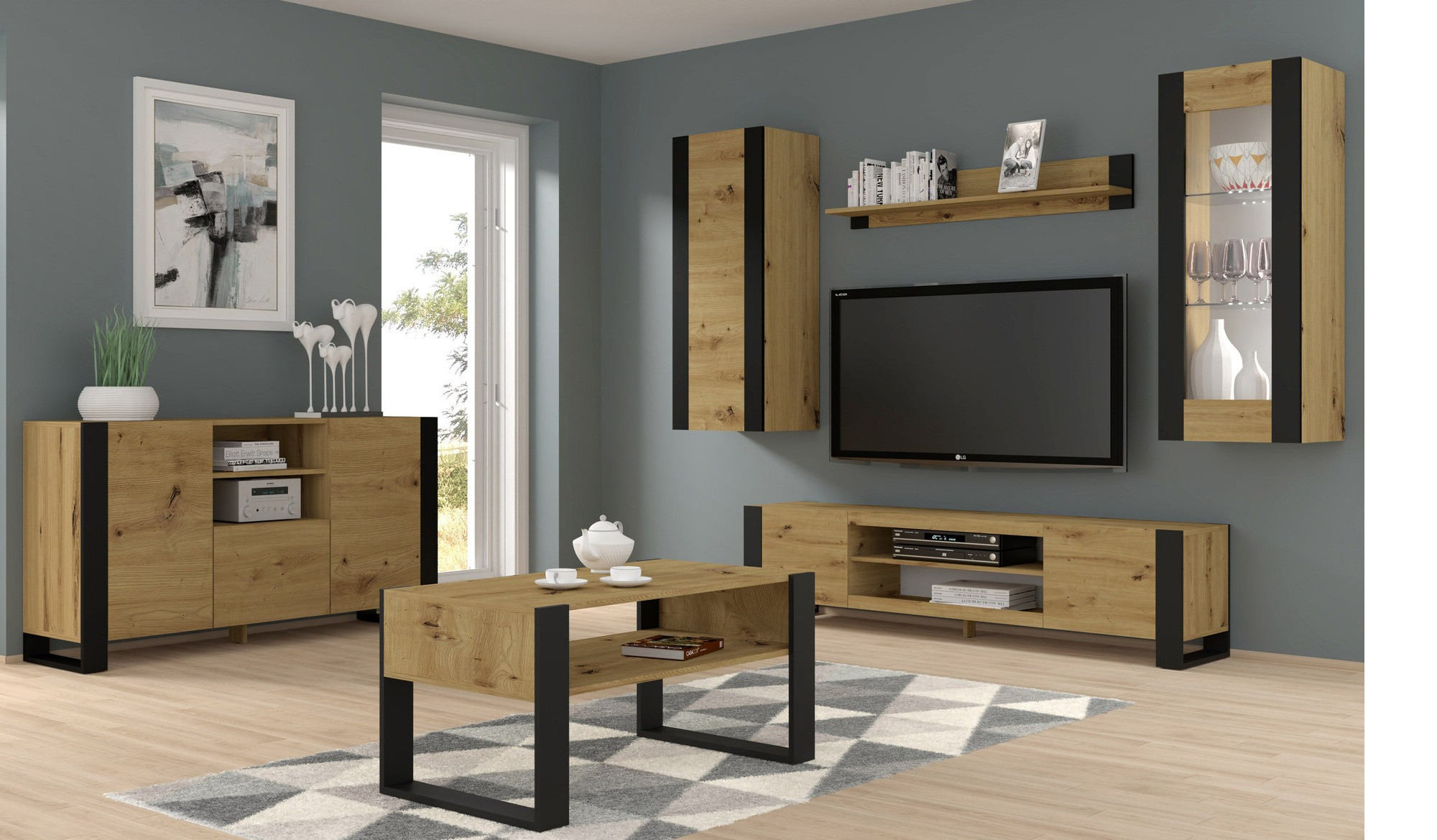 Zidna polica Tivtora 104 (Artisan hrast)