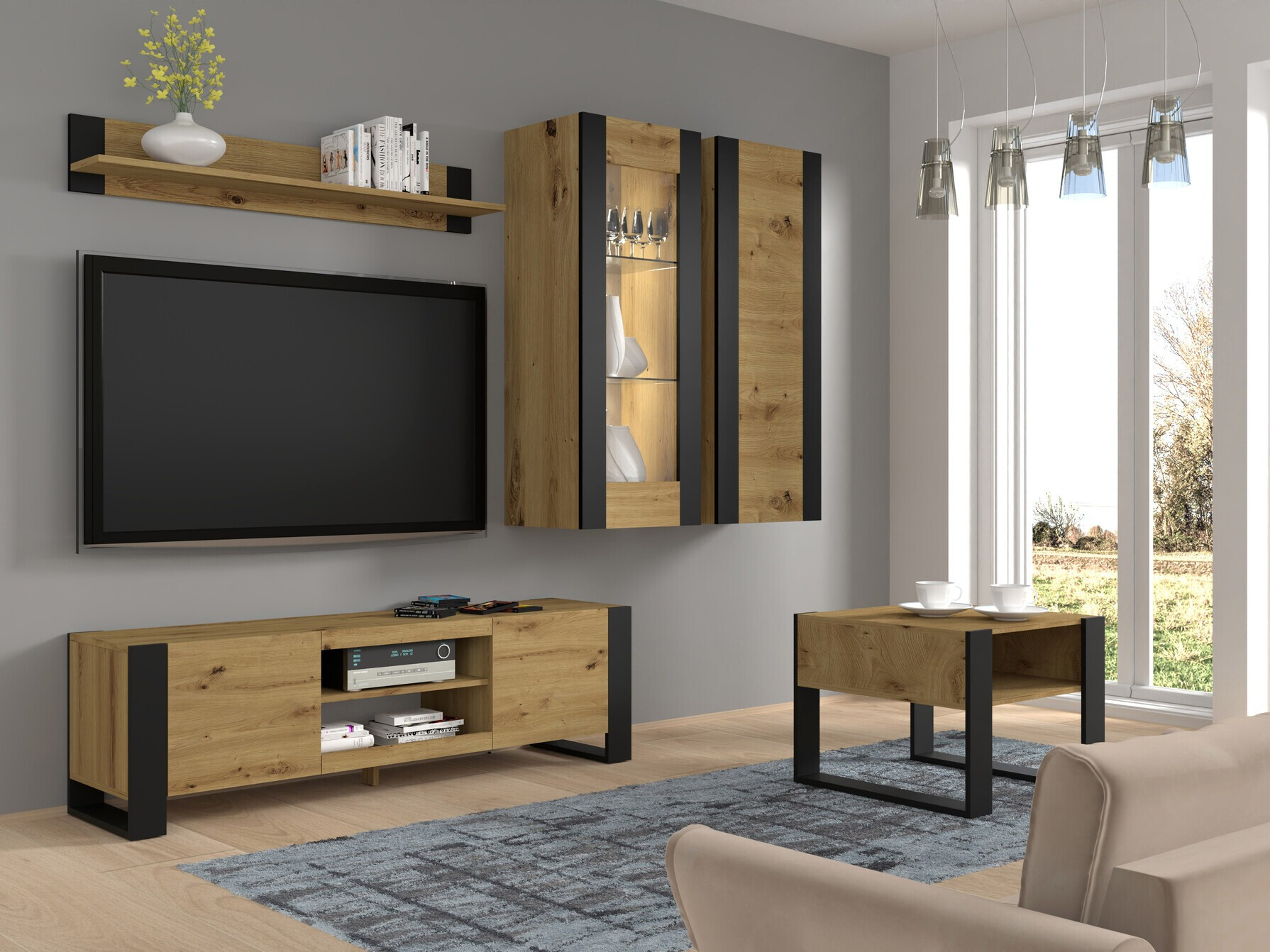 Zidna polica Tivtora 104 (Artisan hrast)