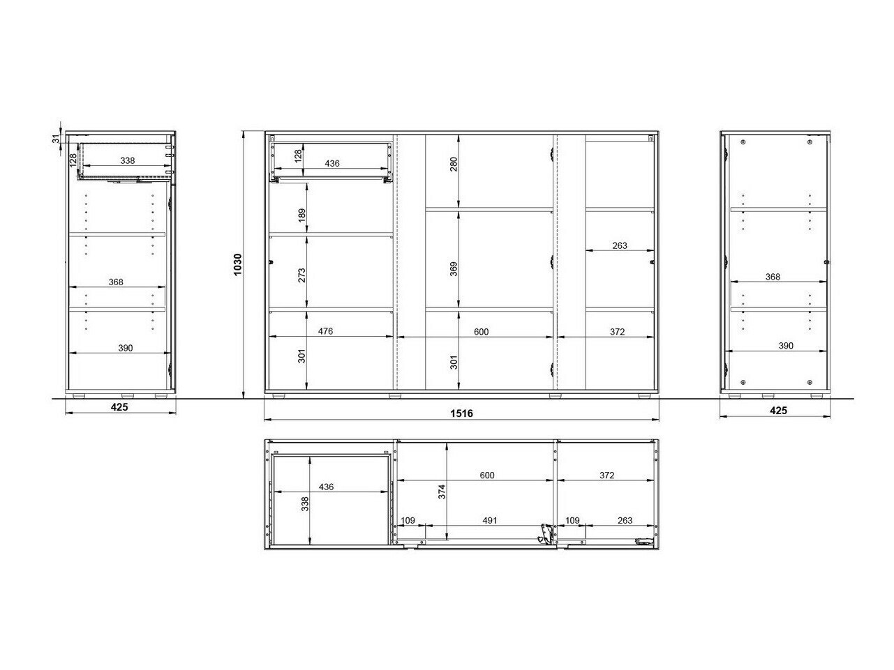 Komoda Sacramento 291 (Visoki sjaj Svetloosiva + Navarra hrast)