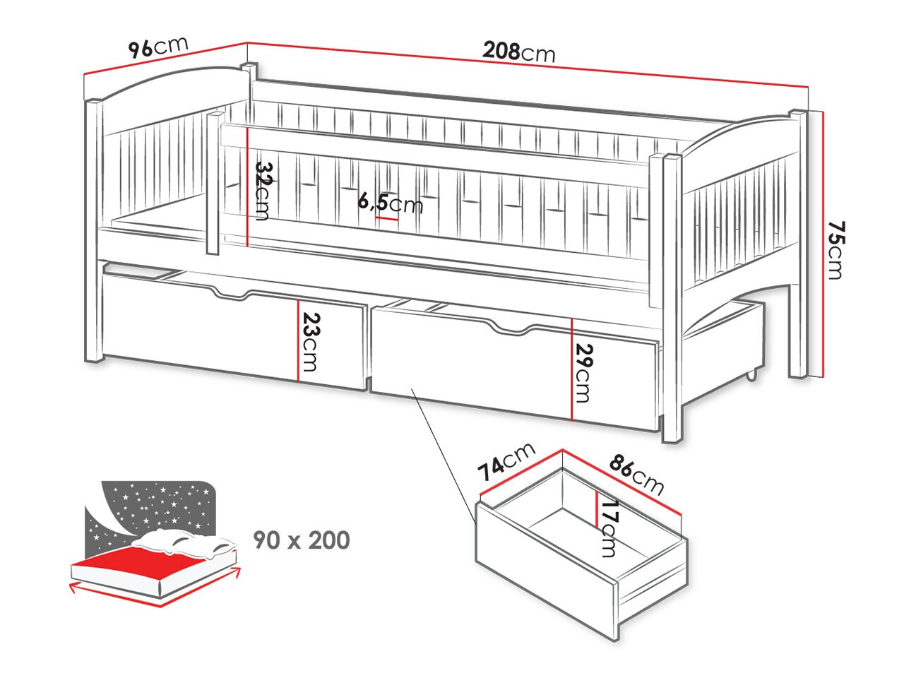 Krevet Vista 112 (Sivo)