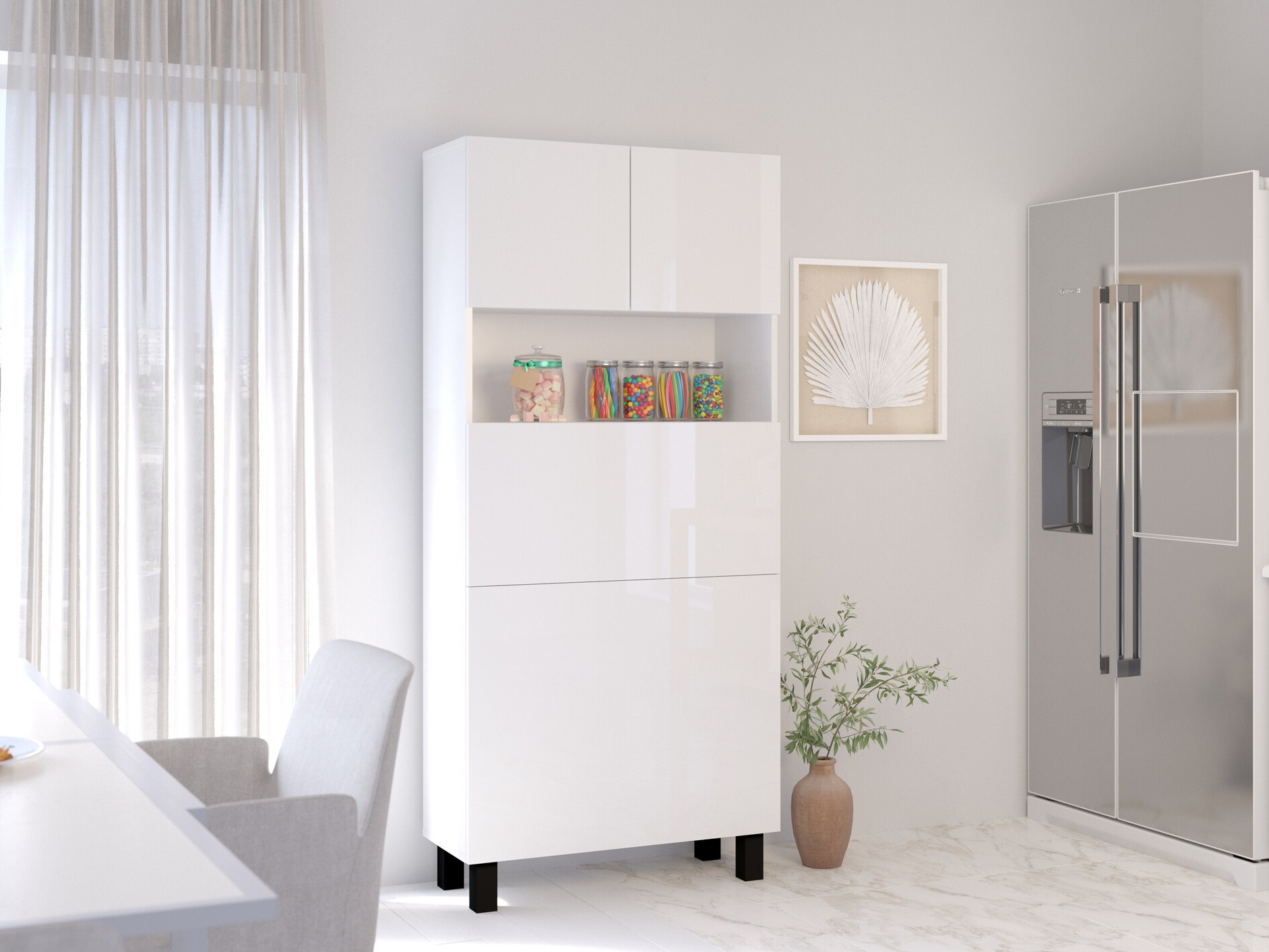 Polica Buffalo 145 (Sjajno belo + Mat belo)