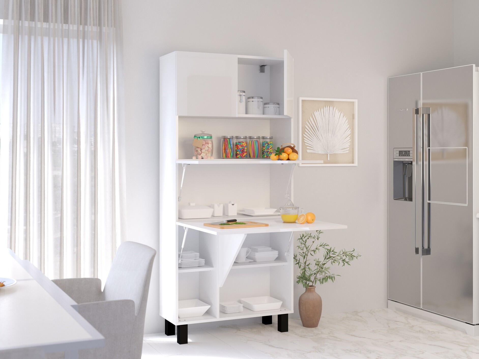 Polica Buffalo 145 (Sjajno belo + Mat belo)