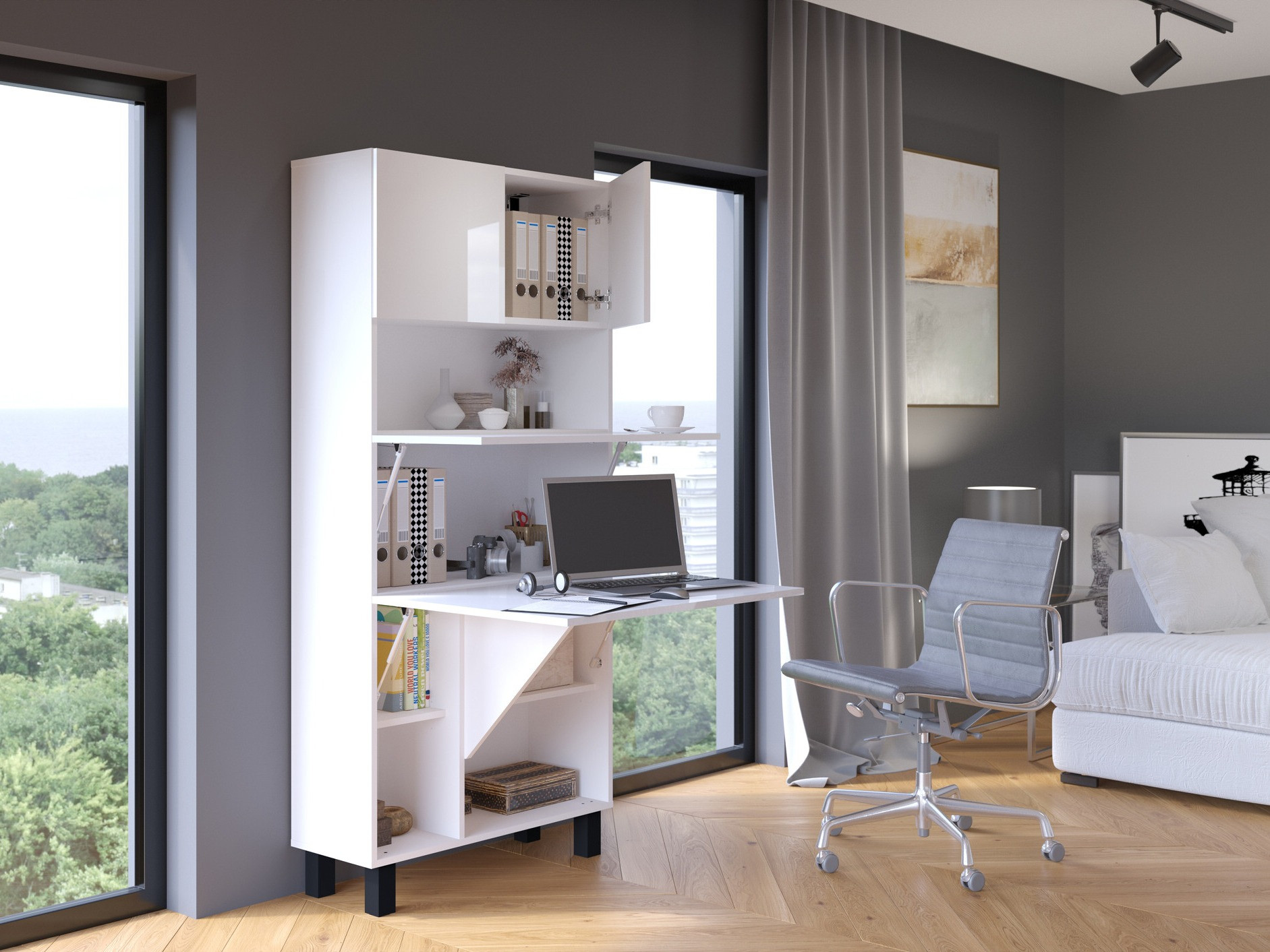 Polica Buffalo 145 (Sjajno belo + Mat belo)