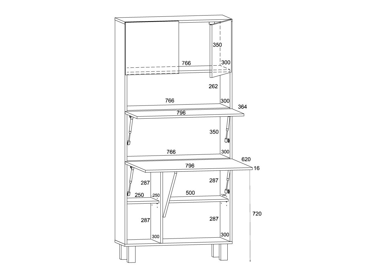 Polica Buffalo 145 (Sjajno belo + Sonoma hrast)