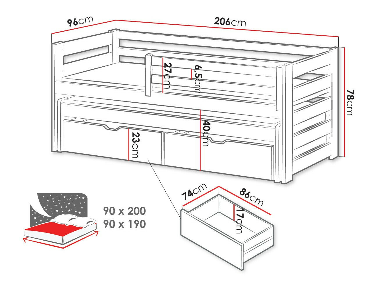 Krevet Vista 113 (Sivo)