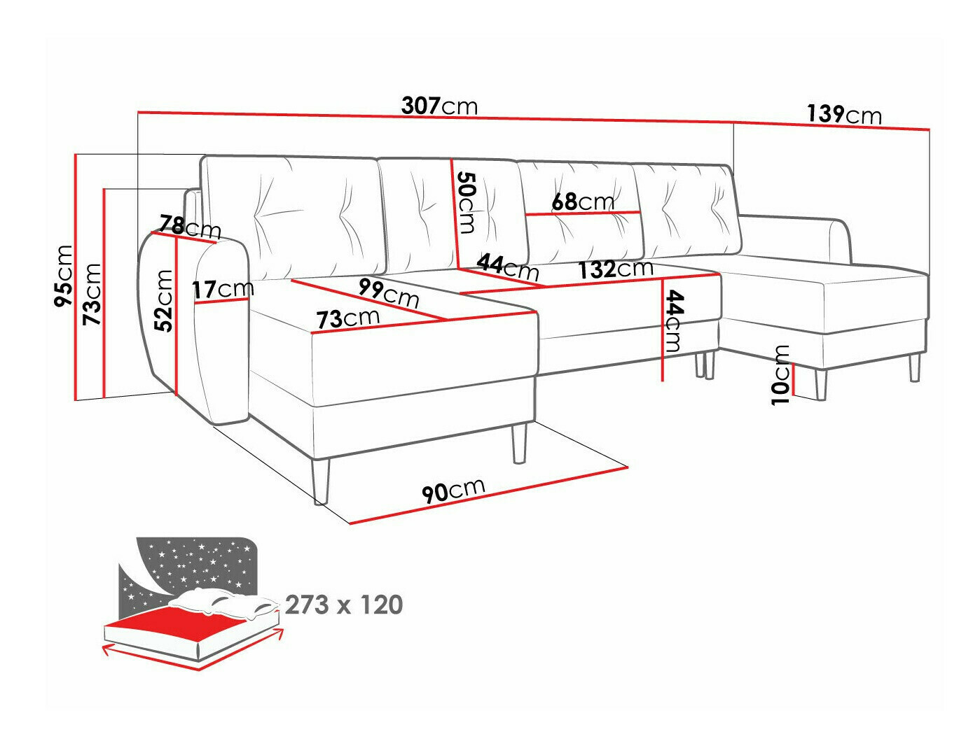 Ugaona sofa Memphis 140 (Poso 135)