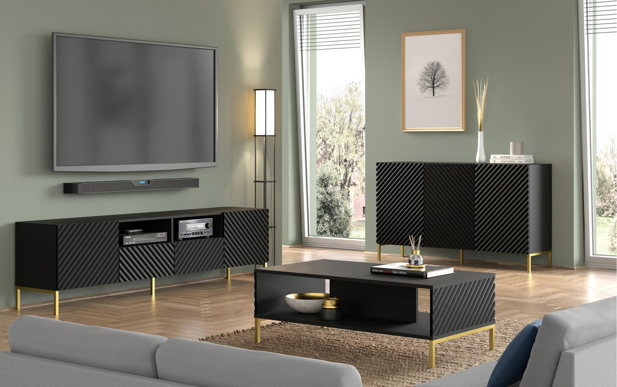 TV komoda Fivremu 102 (Crno)