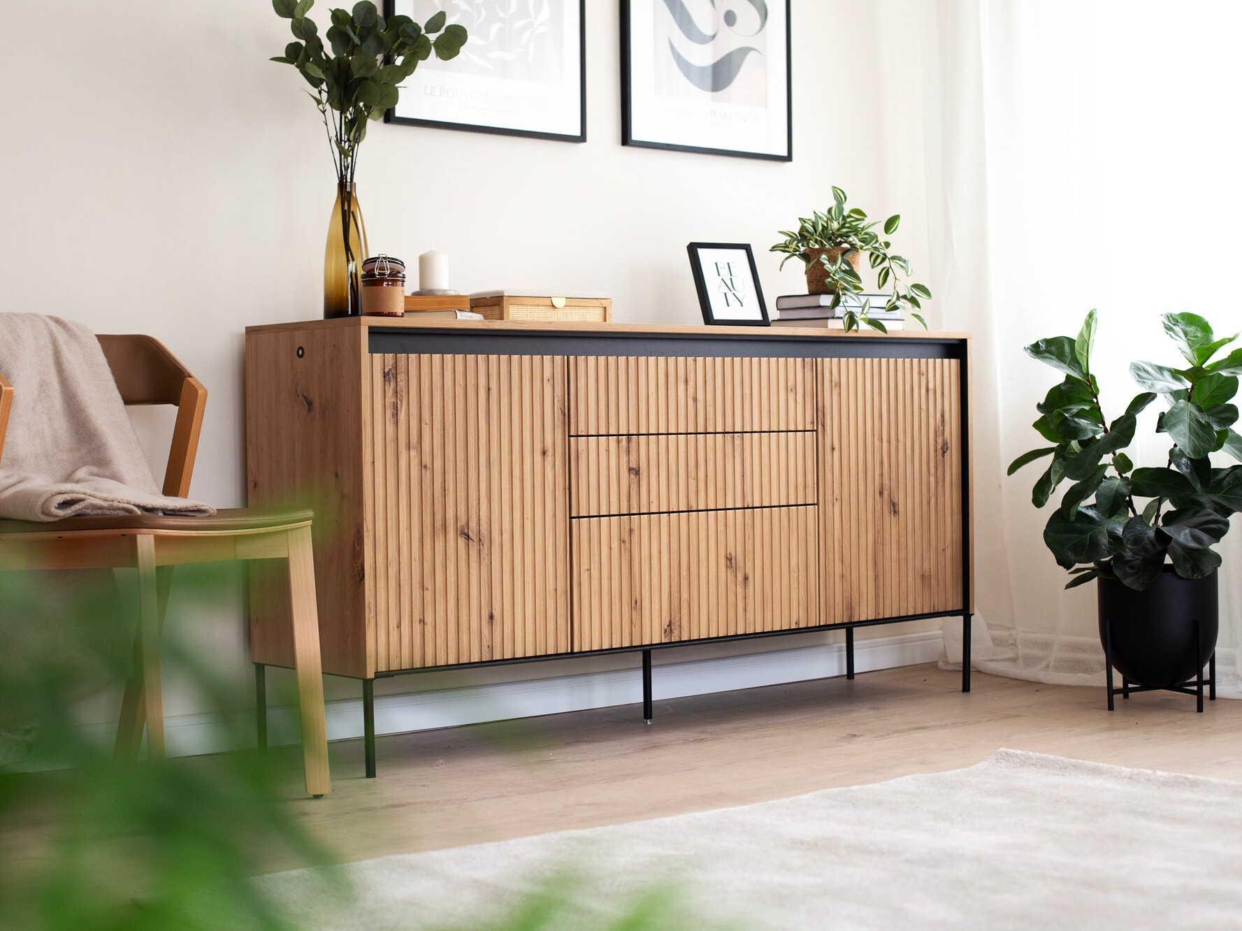 Komoda Fernolu 100 (Artisan hrast + Crno)