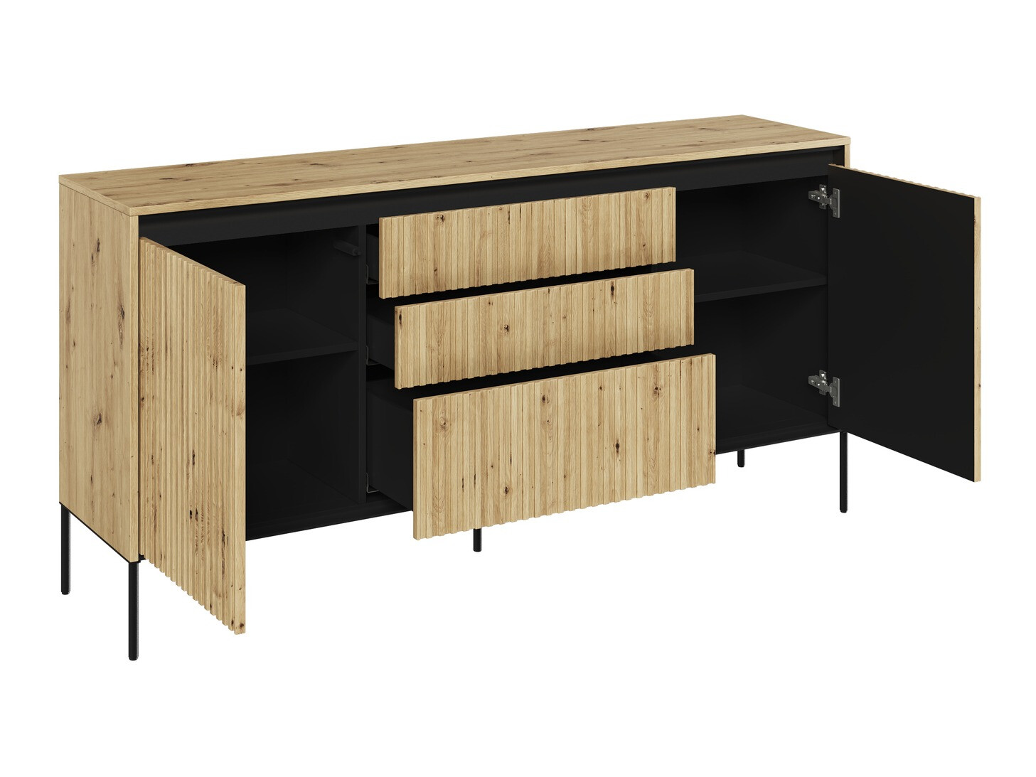 Komoda Fernolu 100 (Zanatski hrast + Crno)