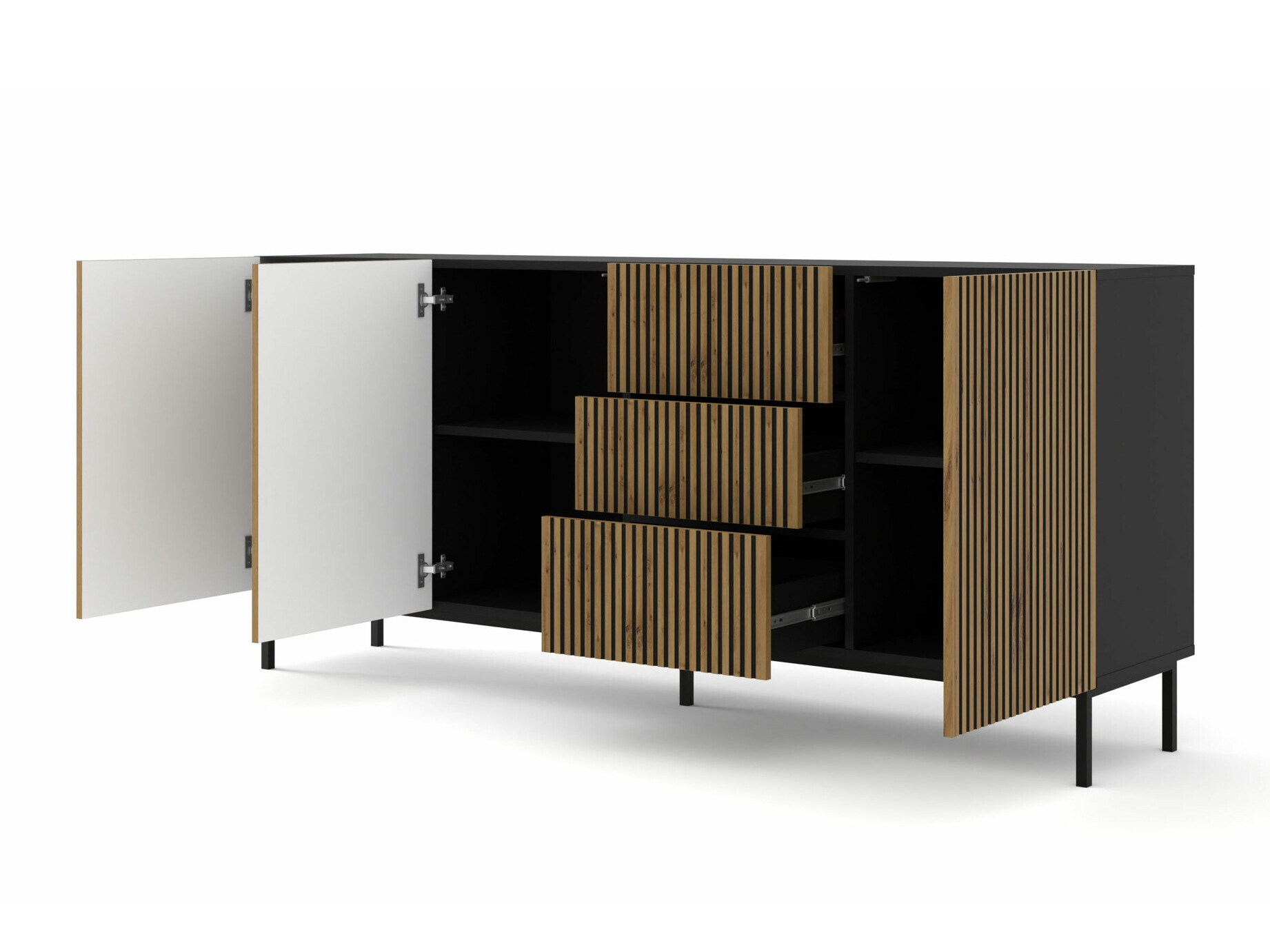 Komoda Talsalu 102 (Zanatski hrast + Crno)