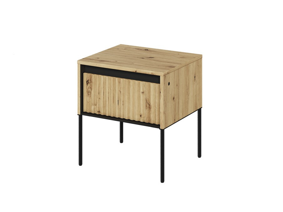 Noćni ormarić Fernolu 111 (Artisan hrast + Crno)