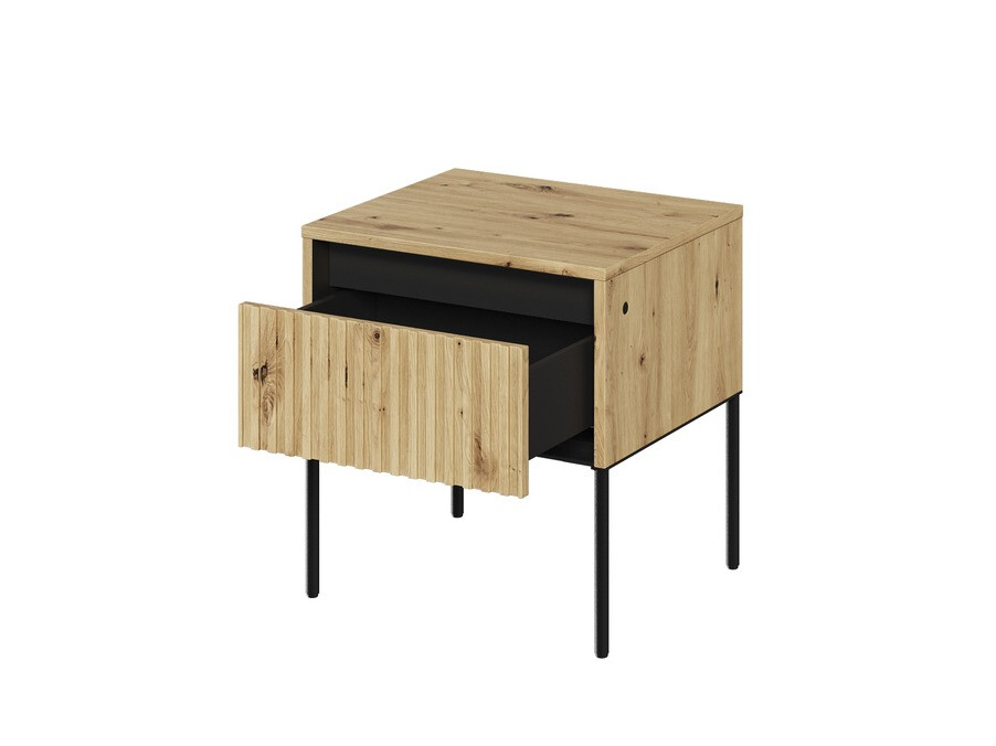 Noćni ormarić Fernolu 111 (Artisan hrast + Crno)