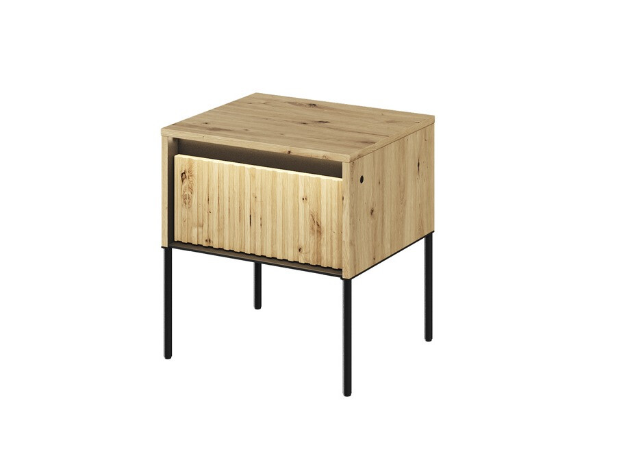 Noćni ormarić Fernolu 111 (Artisan hrast + Crno)