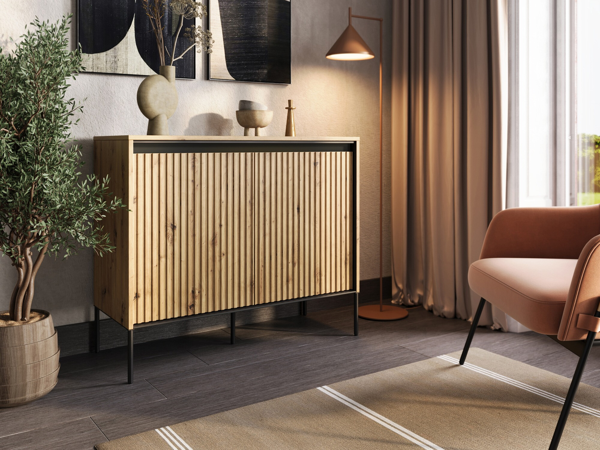 Ormarić Fernolu 101 (Zanatski hrast + Crno)