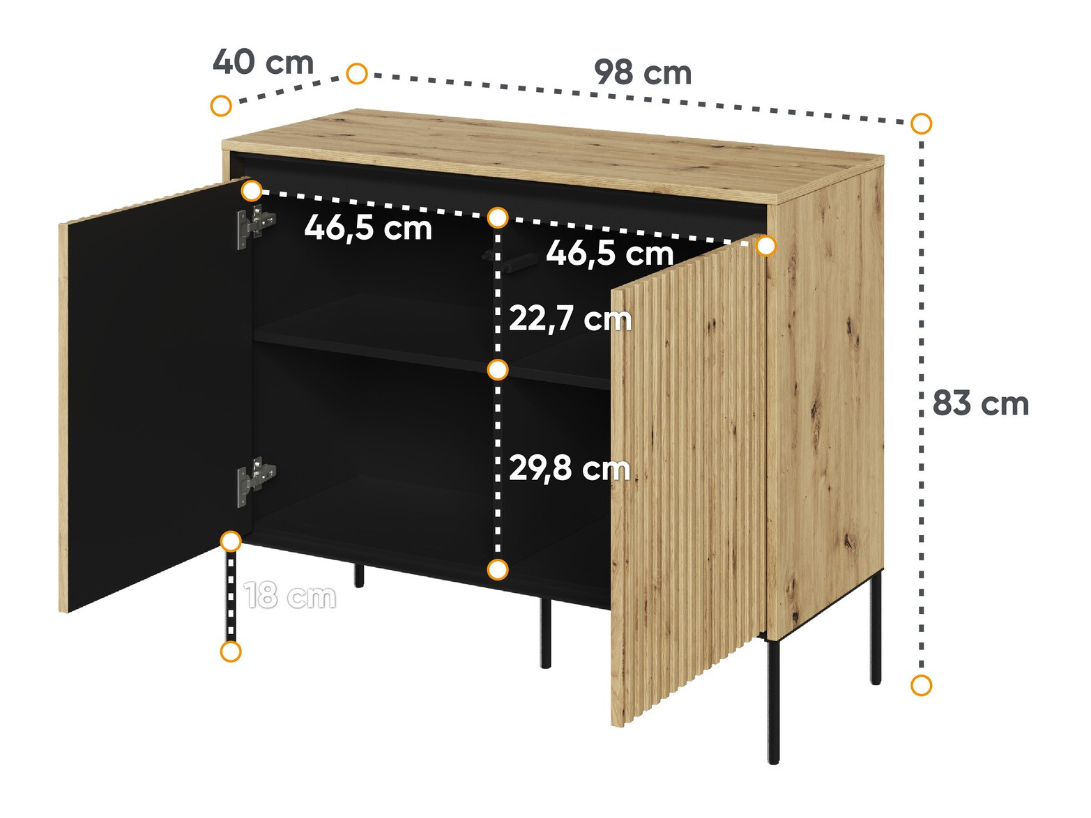 Ormarić Fernolu 101 (Zanatski hrast + Crno)