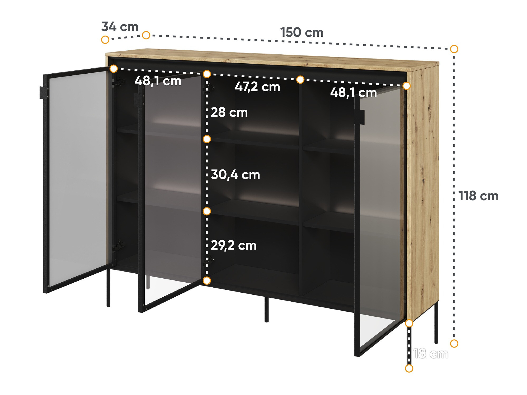 Ormarić Fernolu 108 (Zanatski hrast + Crno)