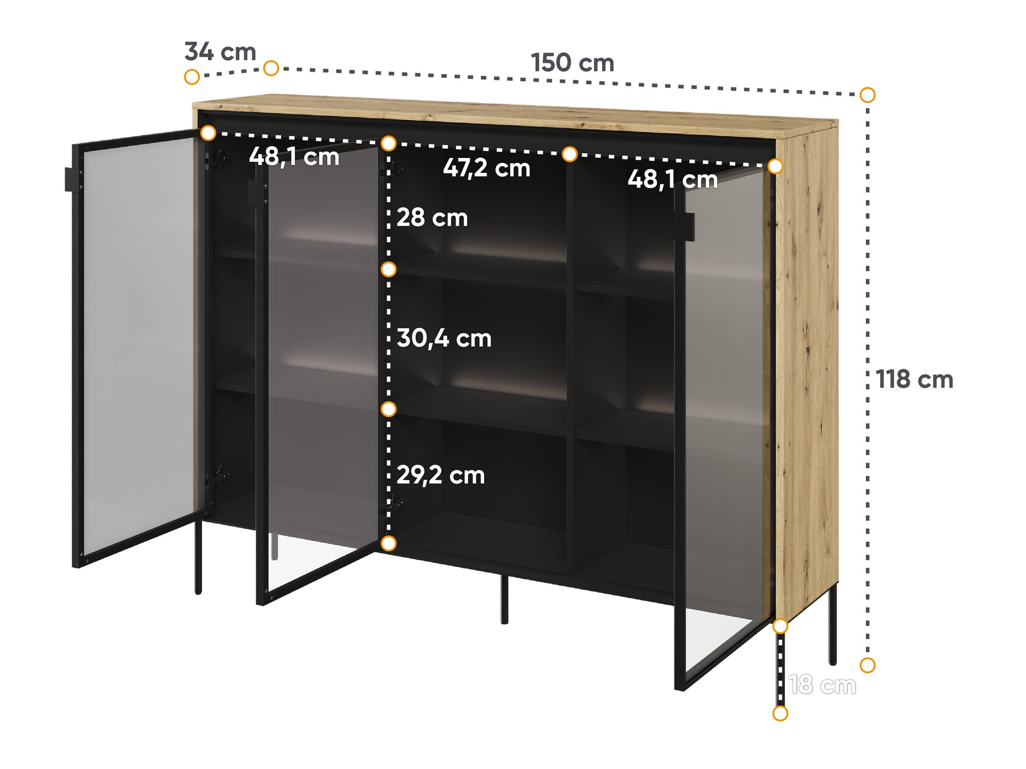 Ormarić Fernolu 108 (Zanatski hrast + Crno)