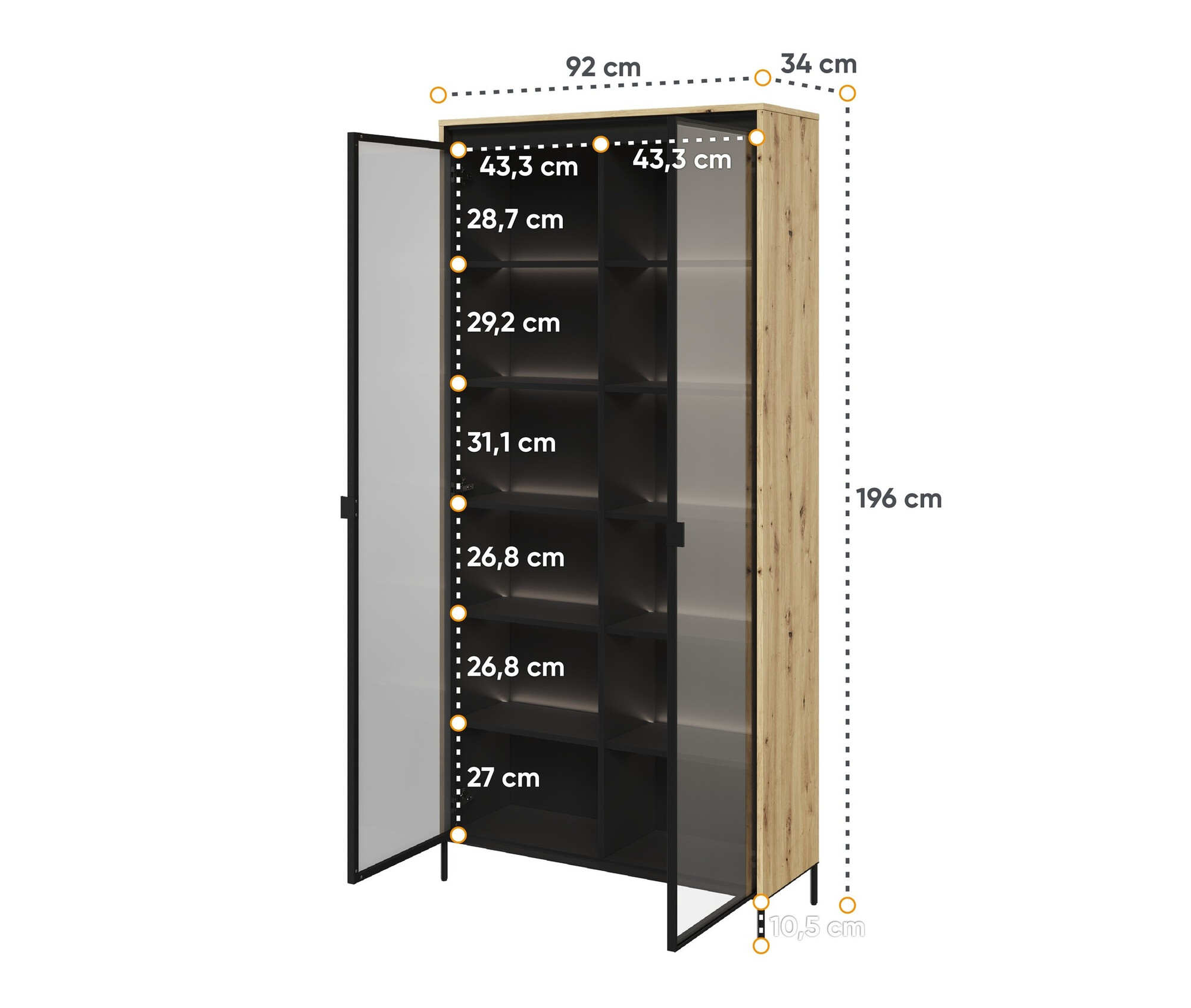 Polica Fernolu 106 (Artisan hrast + Crno)