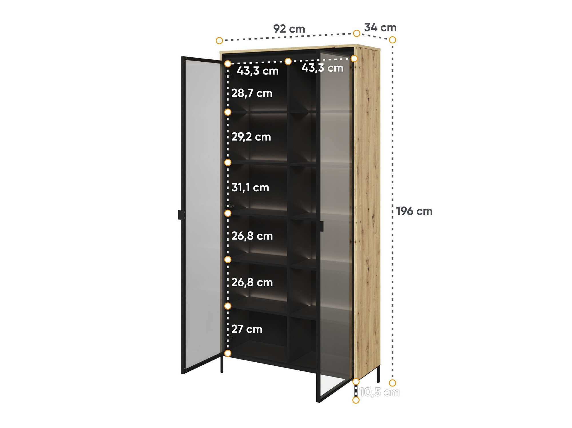 Polica Fernolu 106 (Zanatski hrast + Crno)