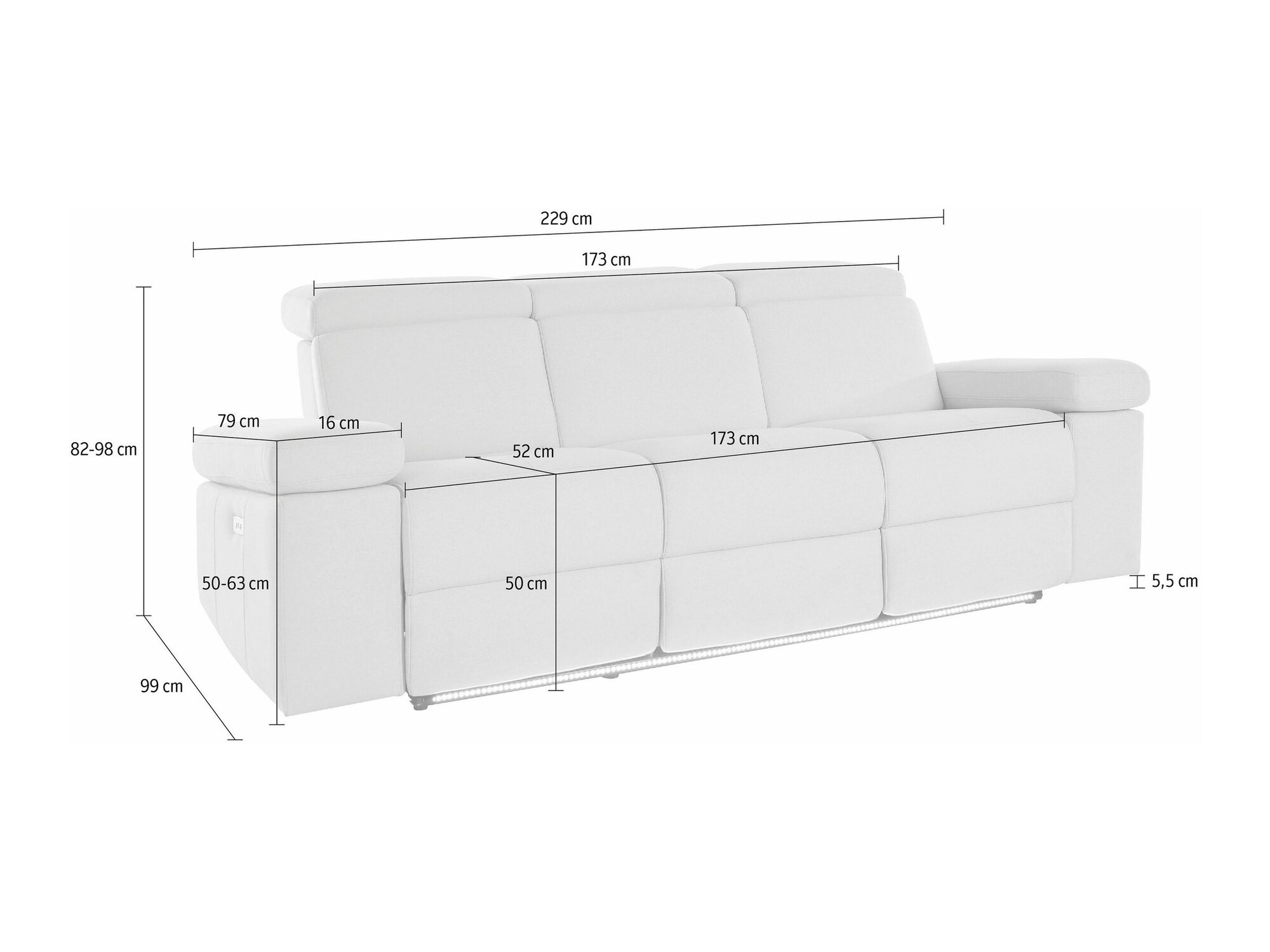Relaks sofa Denton 1494 (Sivo)