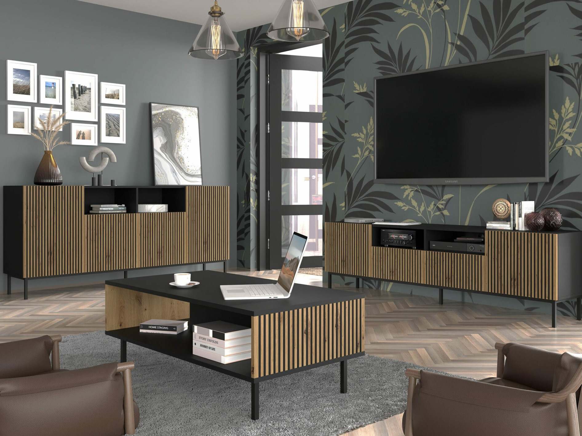 Stočić za kafu Talsalu 103 (Zanatski hrast + Crno)