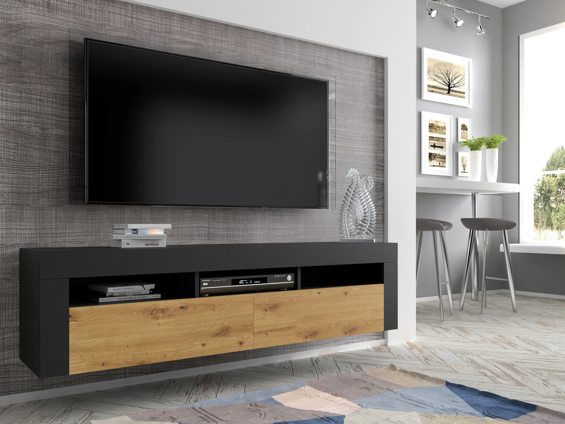 TV komoda Buffalo 149 (Crno + Artisan hrast)