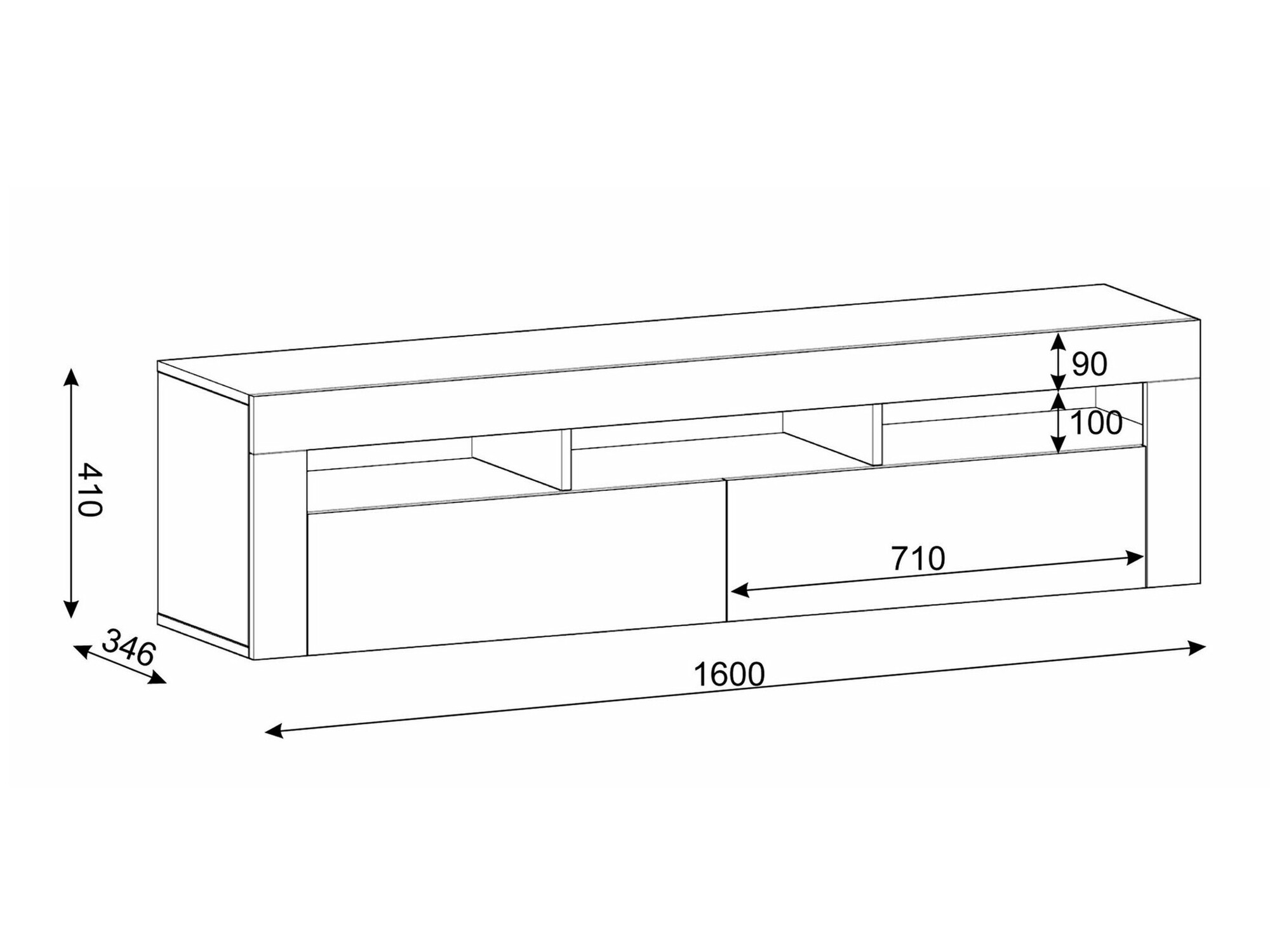 TV komoda Buffalo 149 (Crno + Artisan hrast)