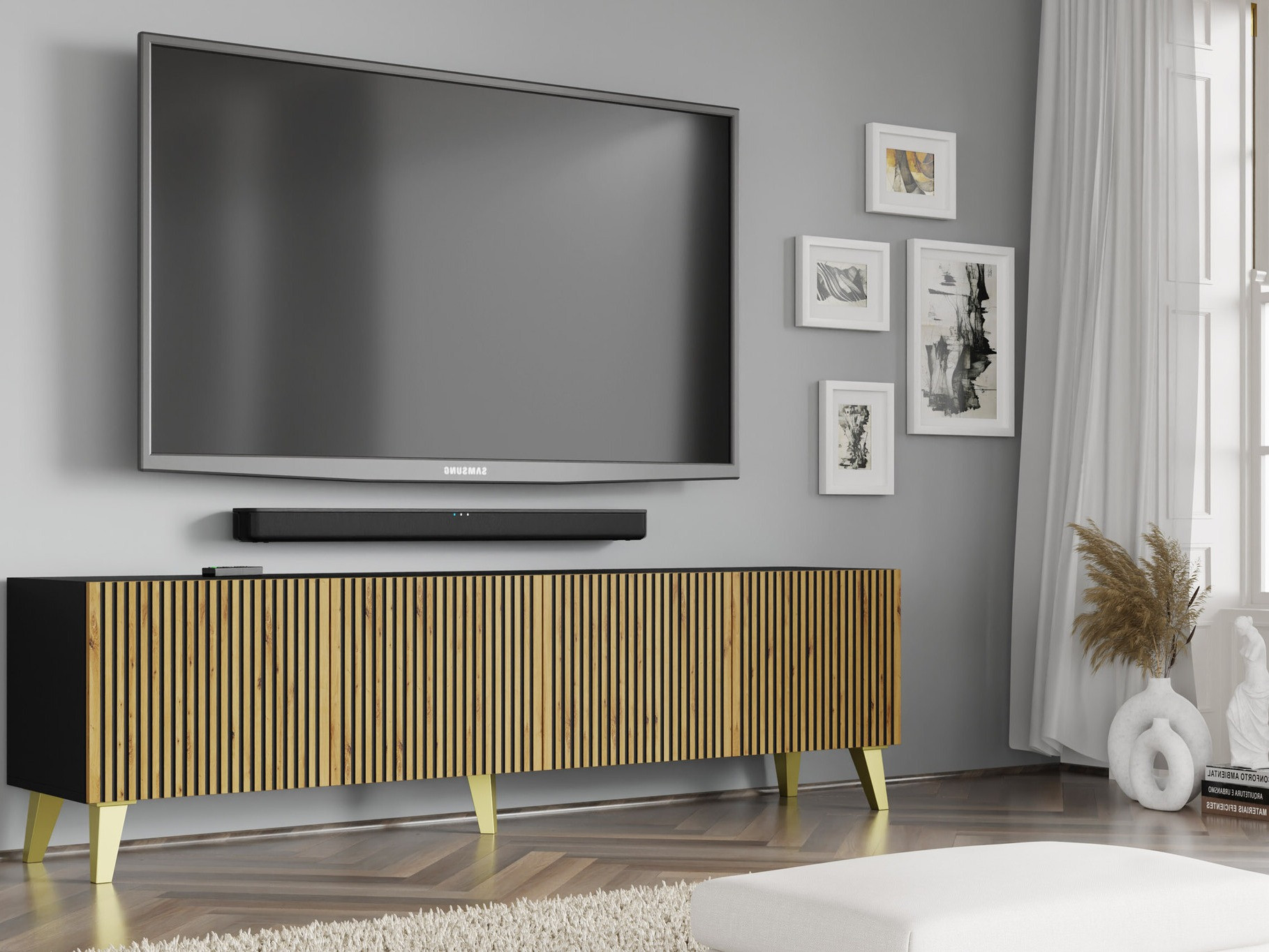 TV sto Buffalo 152 (Zanatski hrast + Crno)