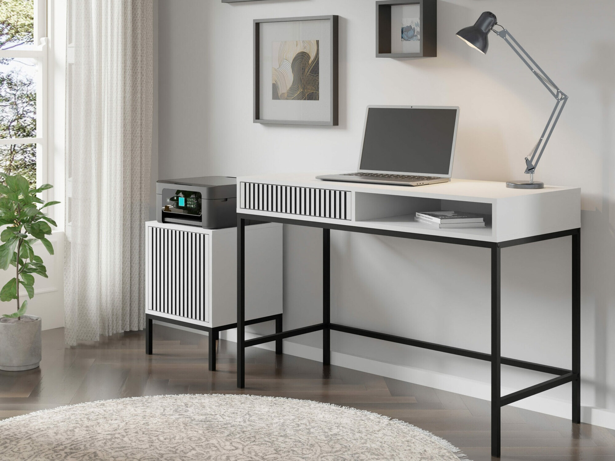 Kancelarijski sto Talsalu 104 (Belo + Crno)