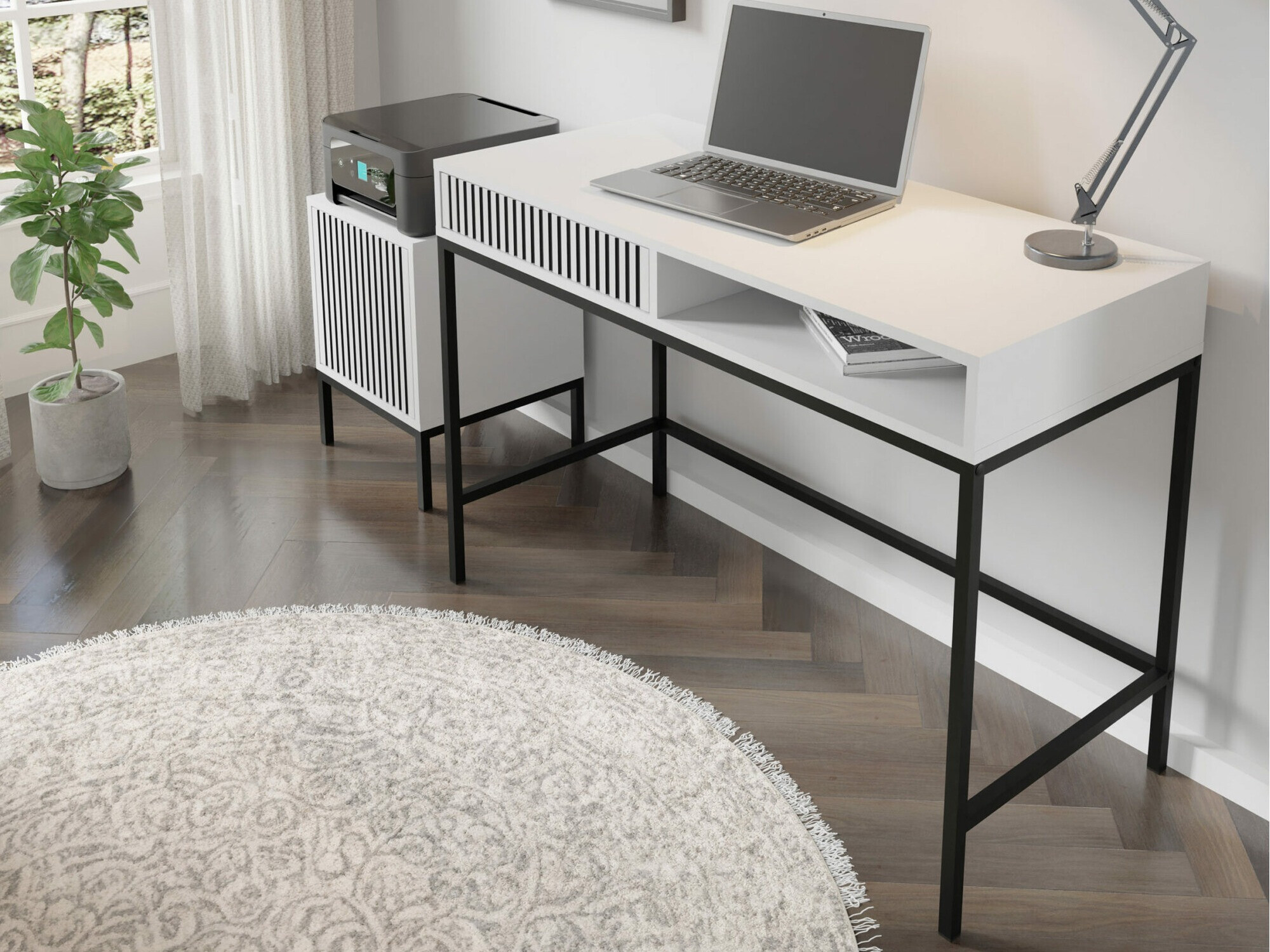 Kancelarijski sto Talsalu 104 (Belo + Crno)