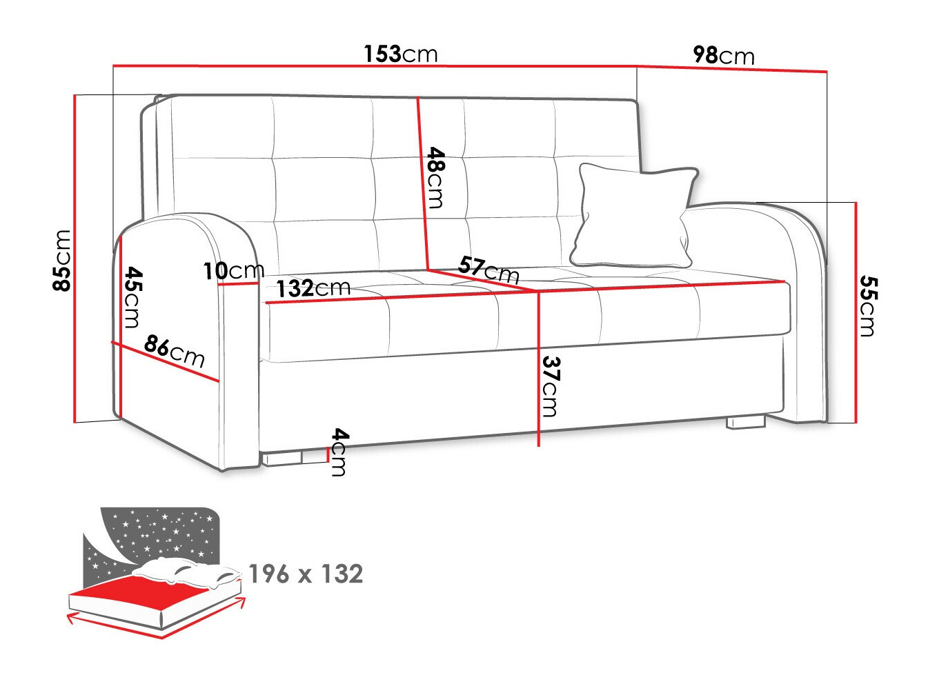 Sofa na razvlačenje Columbus 116 (Aragon 14)