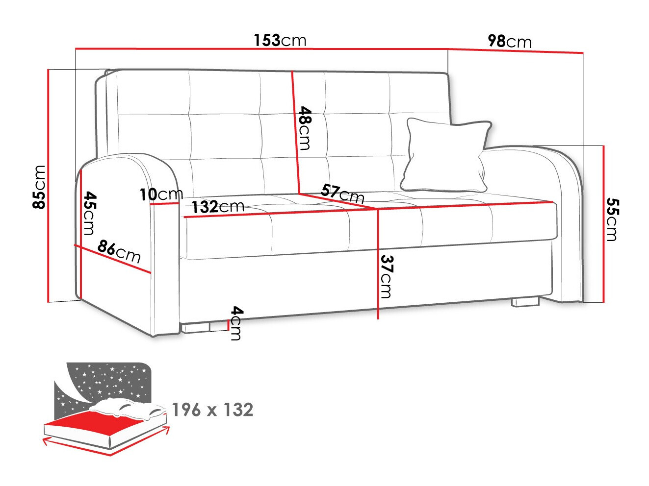 Sofa na razvlačenje Columbus 116 (Aragon 20)