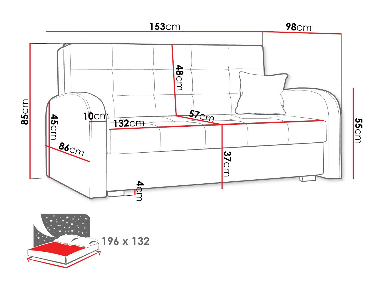 Sofa na razvlačenje Columbus 116 (Aragon 80)