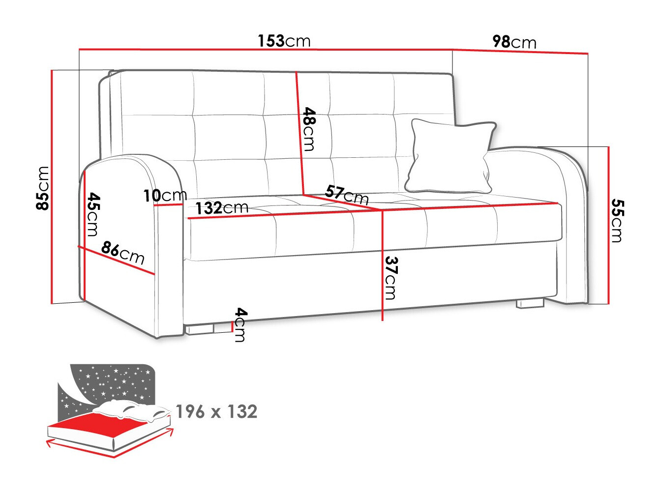 Sofa na razvlačenje Columbus 116 (Aragon 90)